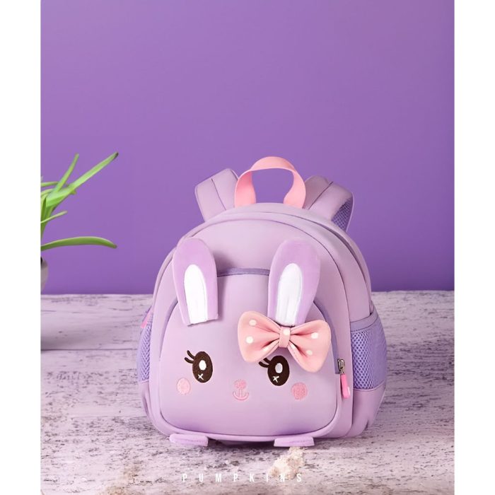 Kids Backpack in cute purple rabbit theme with multiple pockets