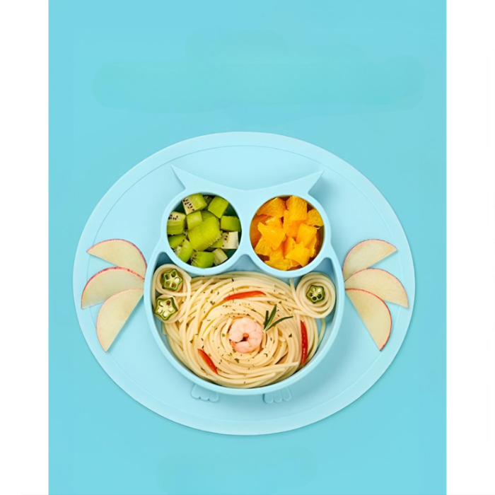 Owl Silicone Suction Plate - Self Feeding Training Storage Divided Plate