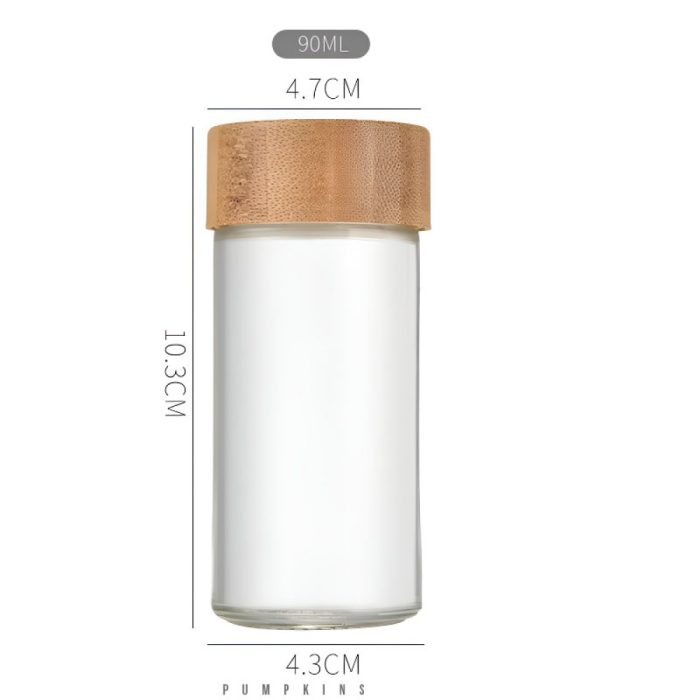 24 PCS Glass Spice Jars with Shaker Lids Round Spice Bottles fpr Spice Cabinet, Empty Seasoning Jars with 24 Labels, Cleaning brush and 1 Funnel with wooden cap