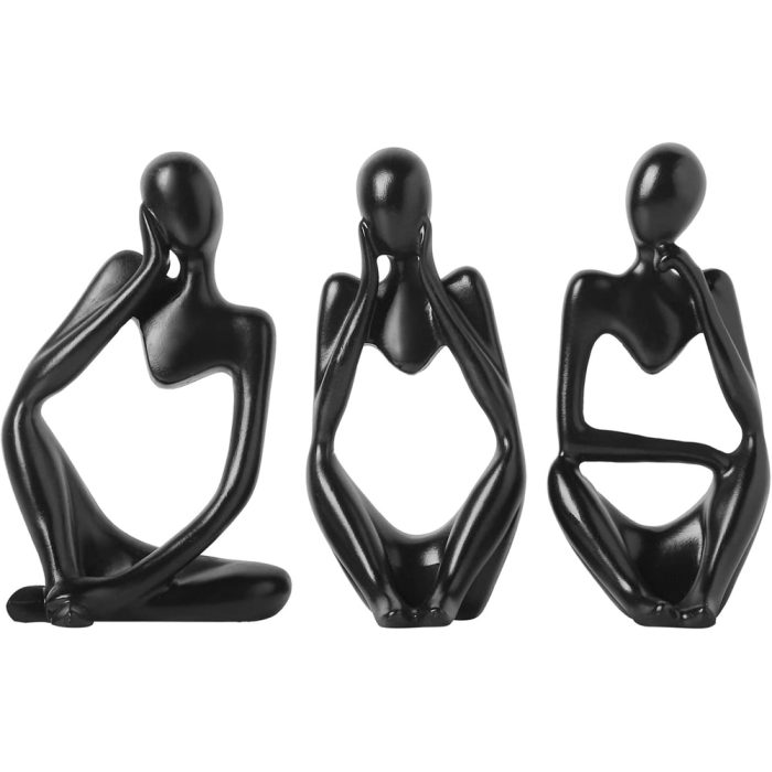3 Pcs Thinker Statues, Home Decor Aesthetic，Abstract Style Sculptures, Living Room Dining Desk Decorations，Bookshelf Decorative Objects, Housewarming Gifts