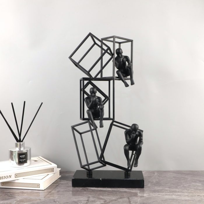 PUMPKINS HOME Abstract Character, Metal Face Statue Minimalist Design Black Face Art Statue Modern Decorative Figure for Bedroom, Office, Living Room Decoratio
