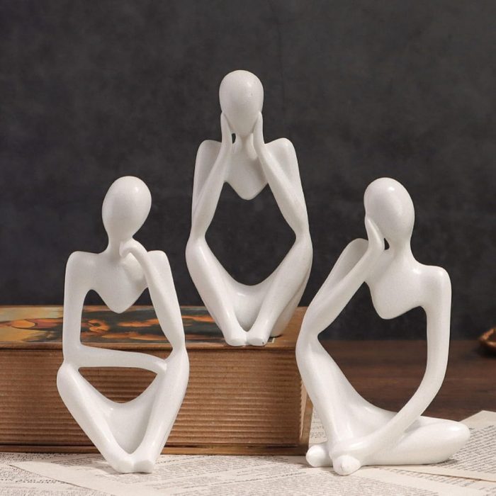 3 Pcs Thinker Statues, Home Decor Aesthetic，Abstract Style Sculptures, Living Room Dining Desk Decorations，Bookshelf Decorative Objects, Housewarming Gifts