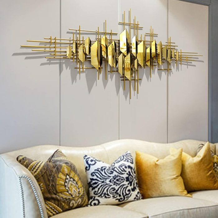 PUMPKINS HOME Decorate 3D Large Wall Sculpture 3D Modern Metal Wall Sculpture Vertical Living Room Restaurant Bedroom Metal Decoration