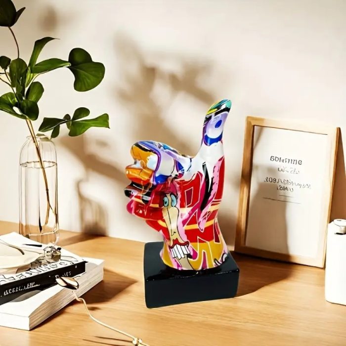 PUMPKINS HOME Hand Statue, Hand Sculpture, Resin Finger Sculpture Decoration, Unique Resin Statue, Colorful Thumbs Figurines, Creative Finger Statues for Living Room Home Desktop Décor
