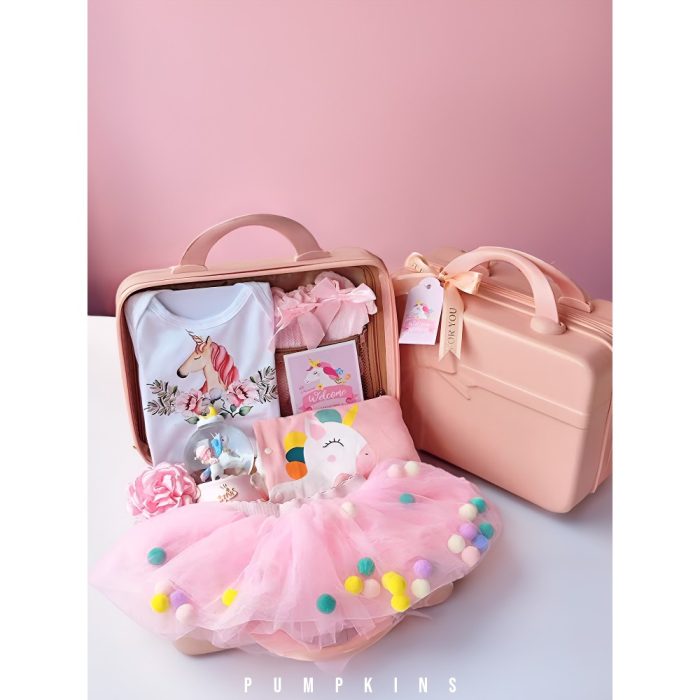 PUMPKINS Adorable Unicorn Themed Newborn Baby Giftset for Girls - 8 in 1