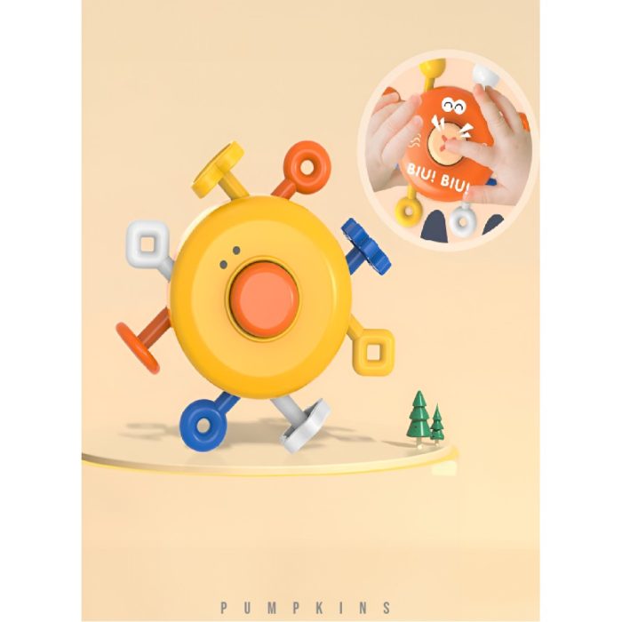 MY PUMPKINS® Baby Sensory Fidget Toy Duck - Push & Pull Stress Relief Toy for Fine Motor Skills, Birthday Gift for Travel, Car Seat, Infant & Toddler Boys & Girls 1+ Years