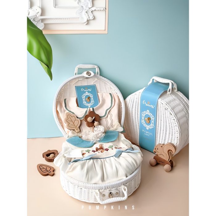 Adorable Classical style Premium Newborn Baby Gift Set for Girls in a Stylish Suitcase for 12-18 Month 7 in 1